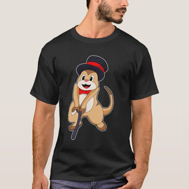 Meerkat als Rentnerin mit Gehstock T-Shirt (Vorderseite)