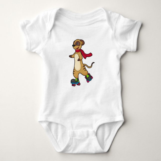 Meerkat als Skater mit Roller-Skaten Baby Strampler (Vorderseite)