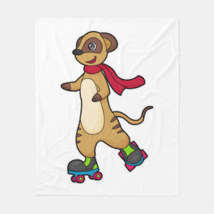 Meerkat als Skater mit Roller-Skaten Fleecedecke