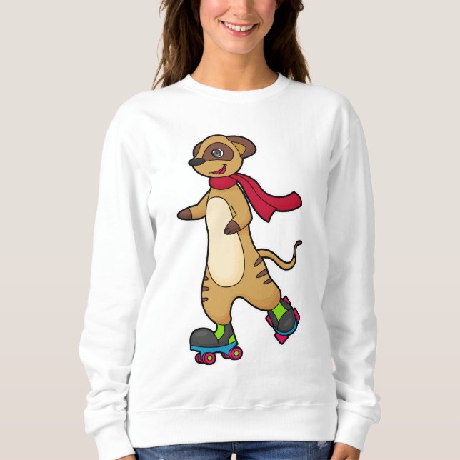 Meerkat als Skater mit Roller-Skaten Sweatshirt (Vorderseite)