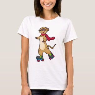 Meerkat als Skater mit Roller-Skaten T-Shirt
