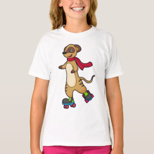 Meerkat als Skater mit Roller-Skaten T-Shirt