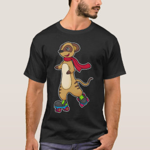 Meerkat als Skater mit Roller-Skaten T-Shirt