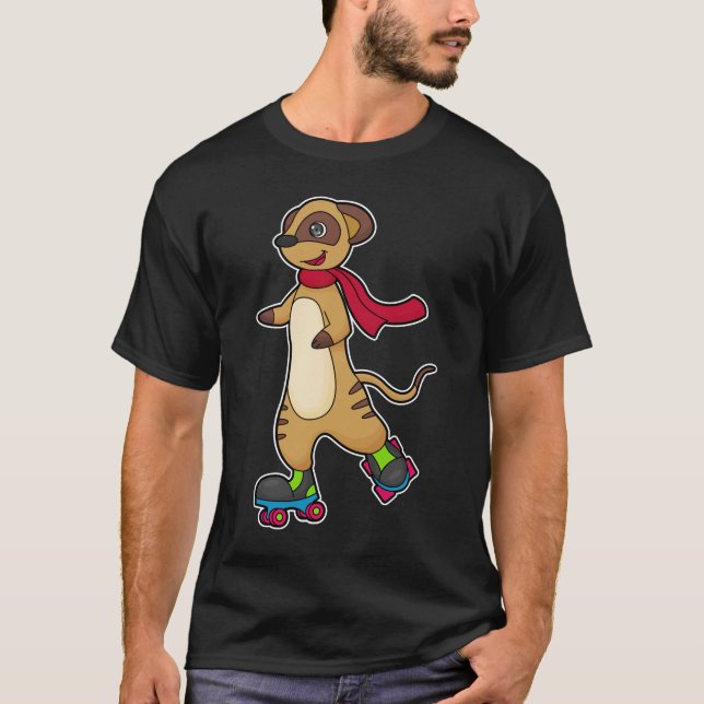 Meerkat als Skater mit Roller-Skaten T-Shirt (Vorderseite)