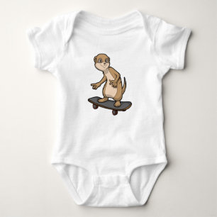 Meerkat als Skater mit Skateboard Baby Strampler