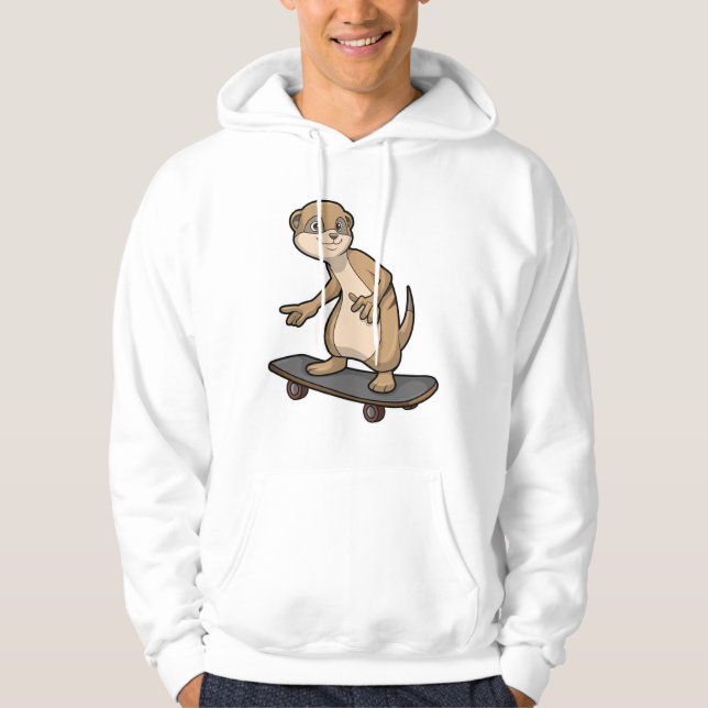 Meerkat als Skater mit Skateboard Hoodie (Vorderseite)