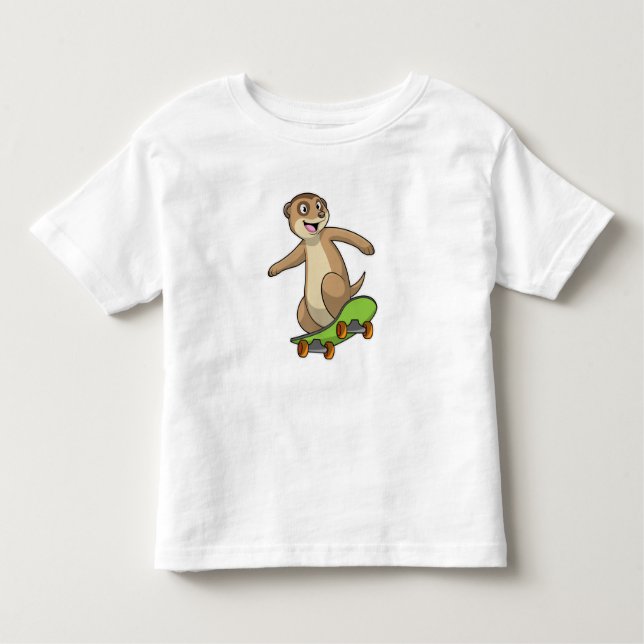 Meerkat als Skater mit Skateboard Kleinkind T-shirt (Vorderseite)