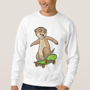 Meerkat als Skater mit Skateboard Sweatshirt