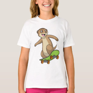 Meerkat als Skater mit Skateboard T-Shirt