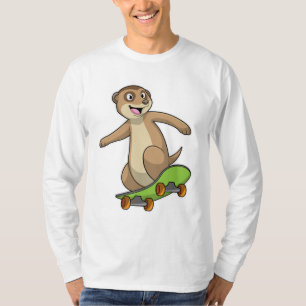 Meerkat als Skater mit Skateboard T-Shirt