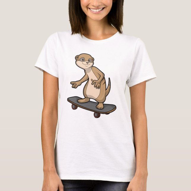 Meerkat als Skater mit Skateboard T-Shirt (Vorderseite)