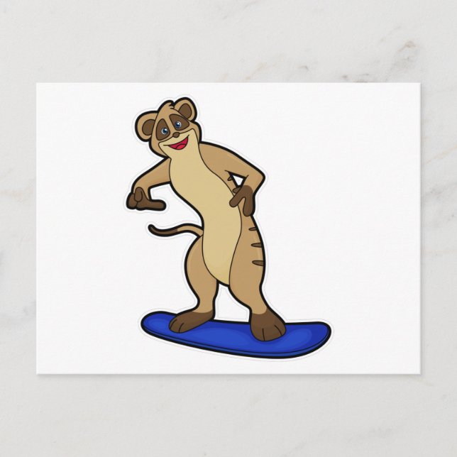 Meerkat als Snowboarder mit Snowboard Postkarte (Vorderseite)
