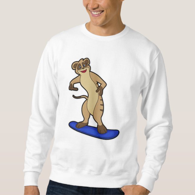 Meerkat als Snowboarder mit Snowboard Sweatshirt (Vorderseite)