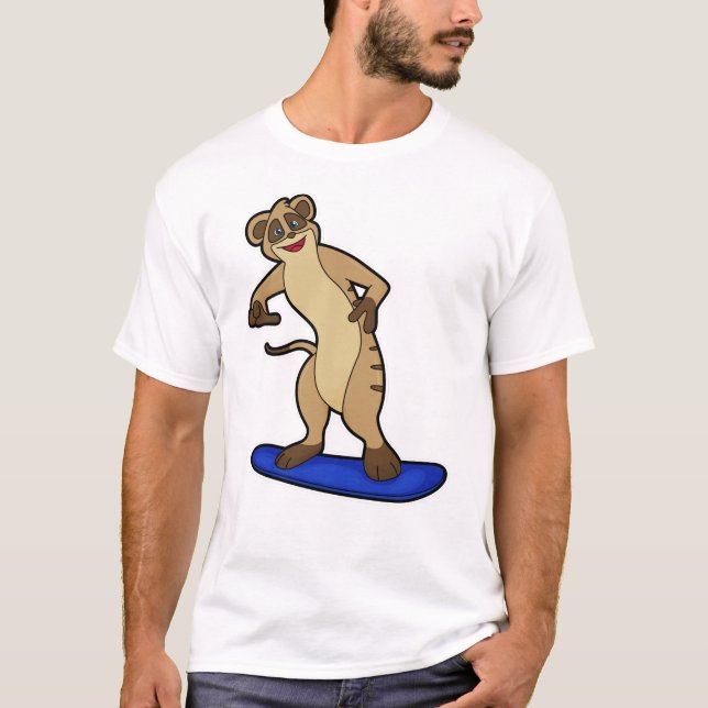 Meerkat als Snowboarder mit Snowboard T-Shirt (Vorderseite)