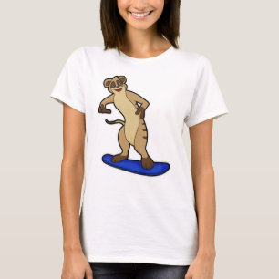 Meerkat als Snowboarder mit Snowboard T-Shirt