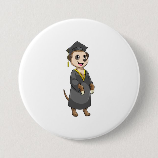 Meerkat als Student mit Diplom Button (Vorderseite)