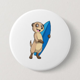 Meerkat als Surfer mit Surfboard Button