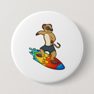 Meerkat als Surfer mit Surfboard Button