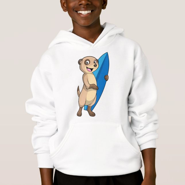 Meerkat als Surfer mit Surfboard Hoodie (Vorderseite)