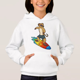 Meerkat als Surfer mit Surfboard Hoodie