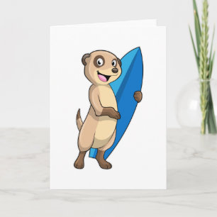 Meerkat als Surfer mit Surfboard Karte