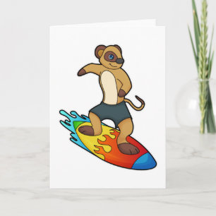 Meerkat als Surfer mit Surfboard Karte