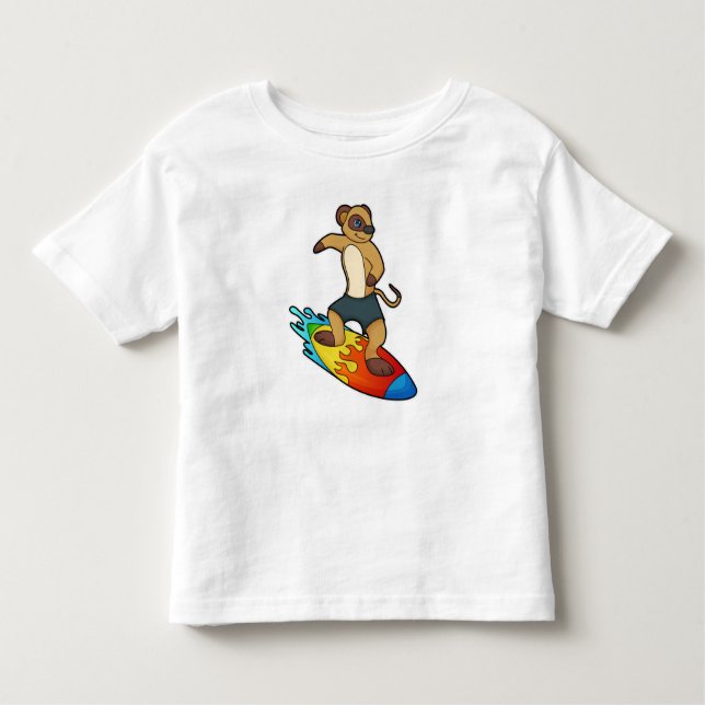 Meerkat als Surfer mit Surfboard Kleinkind T-shirt (Vorderseite)