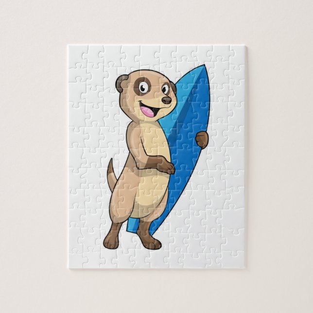 Meerkat als Surfer mit Surfboard Puzzle (Vertikal)
