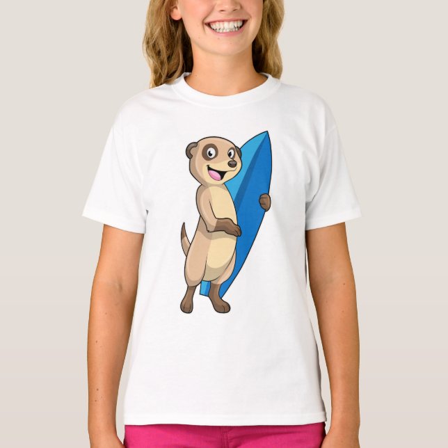 Meerkat als Surfer mit Surfboard T-Shirt (Vorderseite)