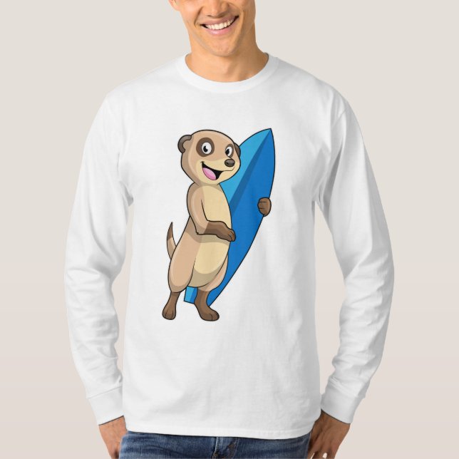 Meerkat als Surfer mit Surfboard T-Shirt (Vorderseite)