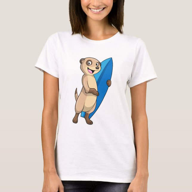 Meerkat als Surfer mit Surfboard T-Shirt (Vorderseite)