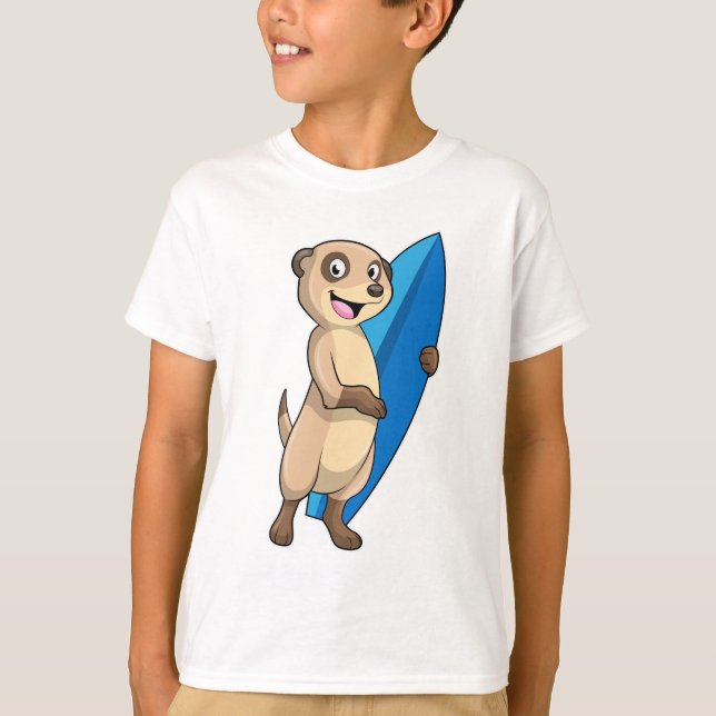 Meerkat als Surfer mit Surfboard T-Shirt (Vorderseite)