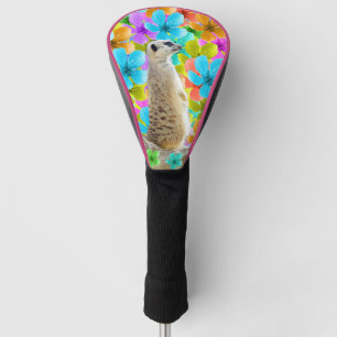 Meerkat And Multi Coloured Blossoms Golf Headcover