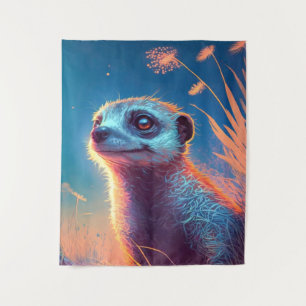 Meerkat Animal Portrait Painting Wildlife Wandteppich