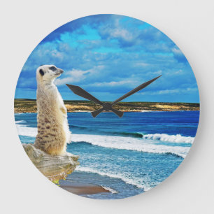 Meerkat At The Beach, Große Wanduhr