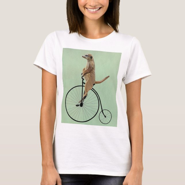 Meerkat auf Black Penny Farthing 2 T-Shirt (Vorderseite)