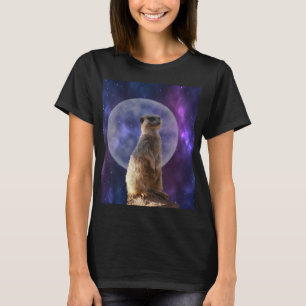 Meerkat auf Blue Full Moon Night, T-Shirt