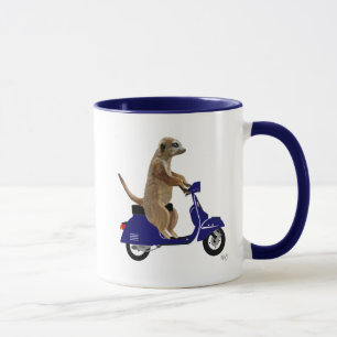 Meerkat auf Dark Blue Moped Tasse