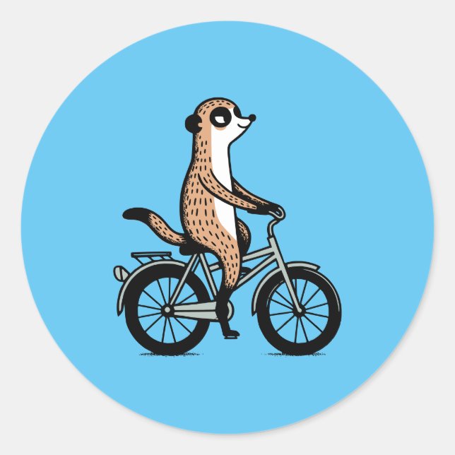 Meerkat auf dem Fahrrad Runder Aufkleber (Vorderseite)
