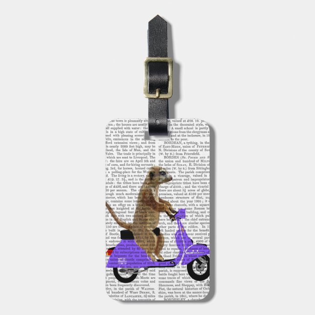 Meerkat auf Lilac Moped Gepäckanhänger (Vorderseite vertikal)