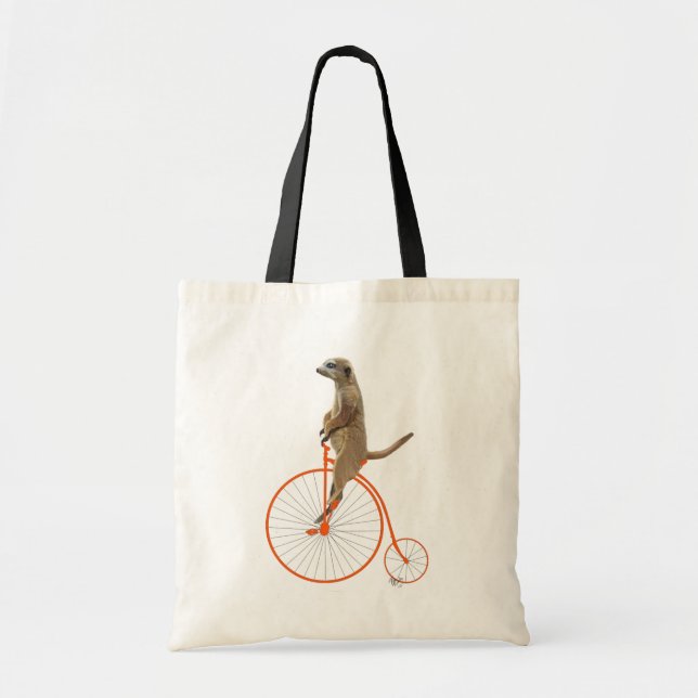 Meerkat auf Orange Penny Farthing Tragetasche (Vorne)