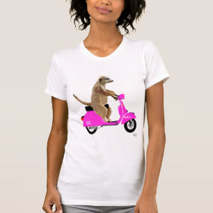 Meerkat auf rosa Moped T-Shirt