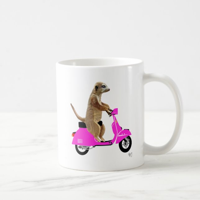 Meerkat auf rosa Moped Tasse (Rechts)