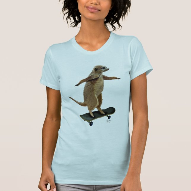 Meerkat auf Skateboard 2 T-Shirt (Vorderseite)