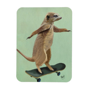 Meerkat auf Skateboard 3 Magnet