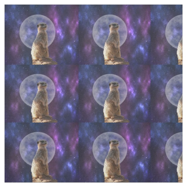 Meerkat auf Vollmondnacht, Stoff (Muster)