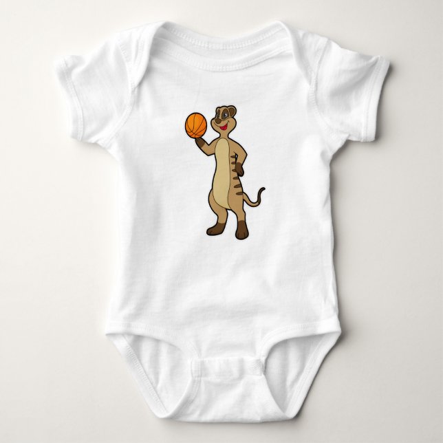 Meerkat bei Basketball Sports Baby Strampler (Vorderseite)