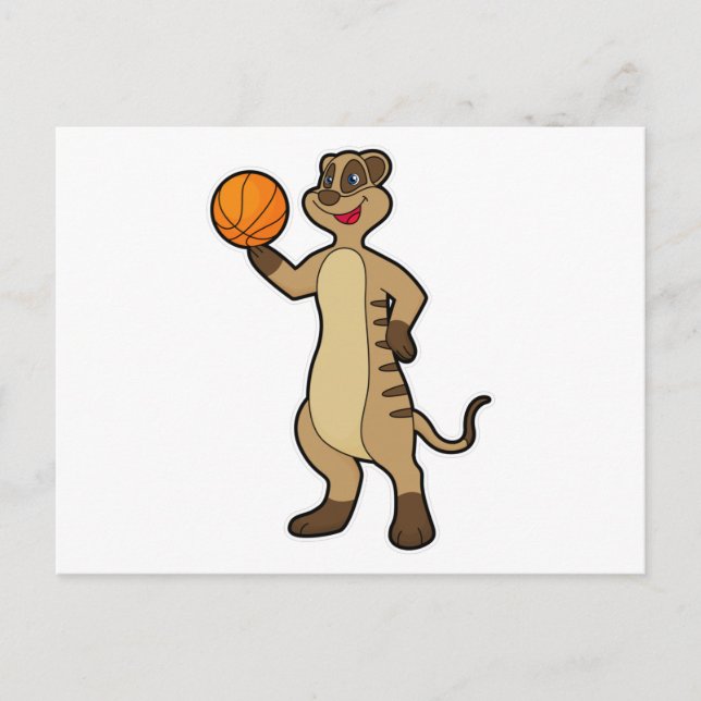 Meerkat bei Basketball Sports Postkarte (Vorderseite)