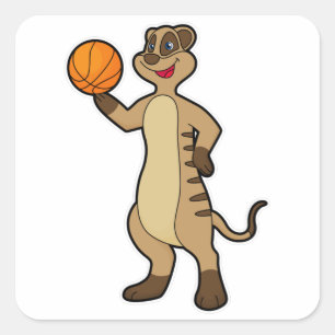 Meerkat bei Basketball Sports Quadratischer Aufkleber