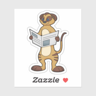 Meerkat bei Reading a Newspapier Aufkleber